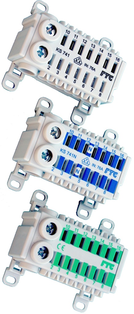 Avgreningsklemme 2x2-14x4mm² innstikk grønn